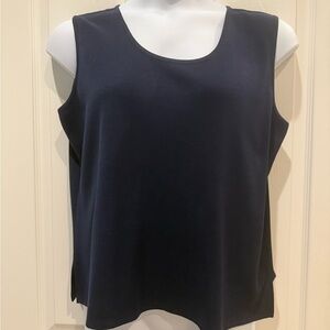 Ming Wang Classic Navy Sleeveless Knit Top Size XL